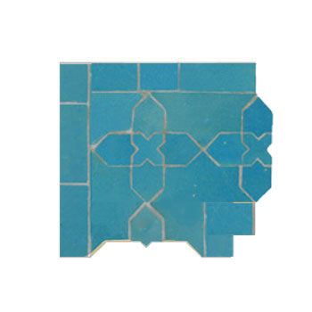 Mosaic House Moroccan tile Kmarshoun C Corner 23 Turquoise  solid zellige, mosaic, zellij, border, glaze, traditional 